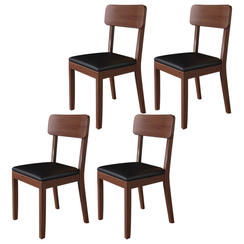 Modern Kitchen Square Dining Chair Open Back Dining Side Armless Chair Black 4 Piece Set Walnut Clearhalo ' kitchen&dining_furn' 'Dining Chairs' 'Dining Tables & Seating' 'dining_chair' 'furn' 'furn_dining_chair' 'Furniture' 'furniture_dining_chair' 'Kitchen & Dining Furniture' 'kitchen' 3836528