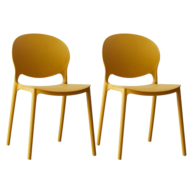 Scandinavian Plastic Dining Chair Open Back Side Chair with 4 Legs for Home Use Ginger Plastic & Acrylic 2 Piece Set Clearhalo ' kitchen&dining_furn' 'Dining Chairs' 'Dining Tables & Seating' 'dining_chair' 'furn' 'furn_dining_chair' 'Furniture' 'furniture_dining_chair' 'Kitchen & Dining Furniture' 'kitchen' 3836538