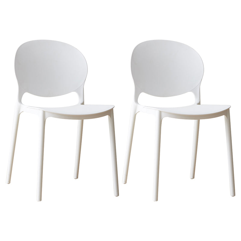 Scandinavian Plastic Dining Chair Open Back Side Chair with 4 Legs for Home Use White Plastic & Acrylic 2 Piece Set Clearhalo ' kitchen&dining_furn' 'Dining Chairs' 'Dining Tables & Seating' 'dining_chair' 'furn' 'furn_dining_chair' 'Furniture' 'furniture_dining_chair' 'Kitchen & Dining Furniture' 'kitchen' 3836544