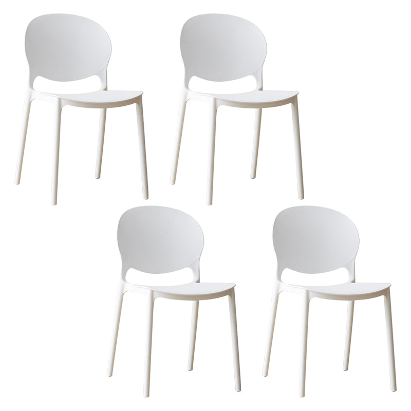 Scandinavian Plastic Dining Chair Open Back Side Chair with 4 Legs for Home Use White Plastic & Acrylic 4 Piece Set Clearhalo ' kitchen&dining_furn' 'Dining Chairs' 'Dining Tables & Seating' 'dining_chair' 'furn' 'furn_dining_chair' 'Furniture' 'furniture_dining_chair' 'Kitchen & Dining Furniture' 'kitchen' 3836547