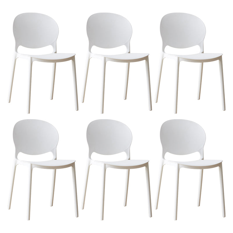 Scandinavian Plastic Dining Chair Open Back Side Chair with 4 Legs for Home Use White Plastic & Acrylic 6 Piece Set Clearhalo ' kitchen&dining_furn' 'Dining Chairs' 'Dining Tables & Seating' 'dining_chair' 'furn' 'furn_dining_chair' 'Furniture' 'furniture_dining_chair' 'Kitchen & Dining Furniture' 'kitchen' 3836548