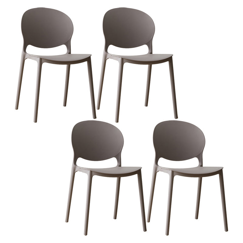 Scandinavian Plastic Dining Chair Open Back Side Chair with 4 Legs for Home Use Grey Plastic & Acrylic 4 Piece Set Clearhalo ' kitchen&dining_furn' 'Dining Chairs' 'Dining Tables & Seating' 'dining_chair' 'furn' 'furn_dining_chair' 'Furniture' 'furniture_dining_chair' 'Kitchen & Dining Furniture' 'kitchen' 3836553