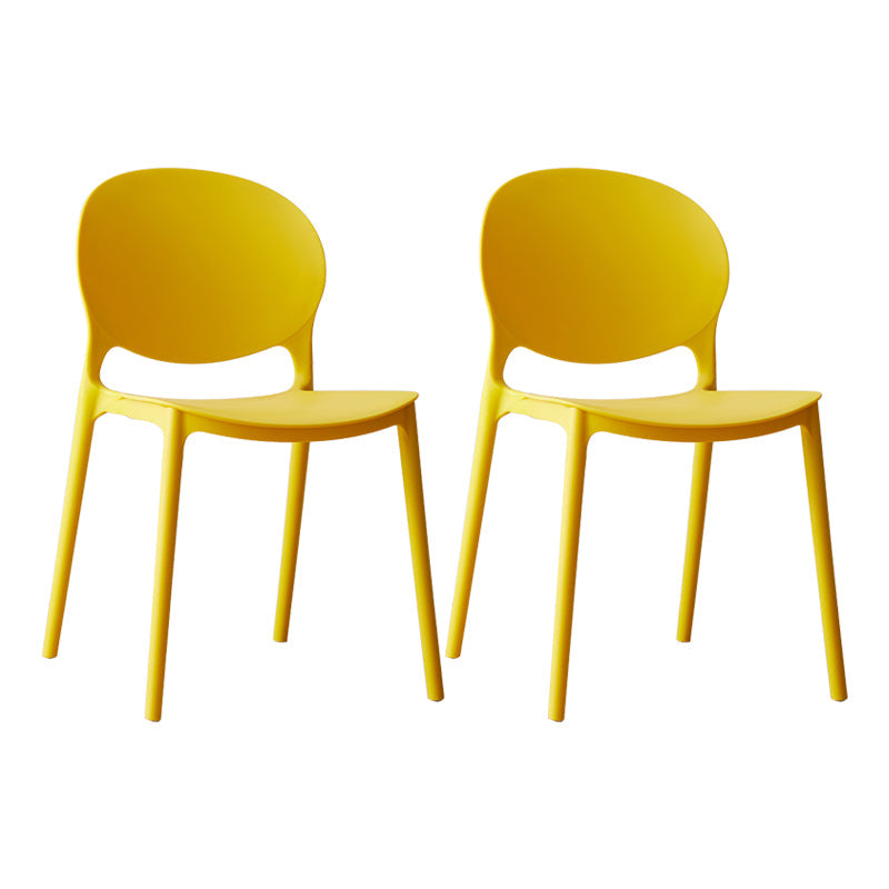 Scandinavian Plastic Dining Chair Open Back Side Chair with 4 Legs for Home Use Yellow Plastic & Acrylic 2 Piece Set Clearhalo ' kitchen&dining_furn' 'Dining Chairs' 'Dining Tables & Seating' 'dining_chair' 'furn' 'furn_dining_chair' 'Furniture' 'furniture_dining_chair' 'Kitchen & Dining Furniture' 'kitchen' 3836555