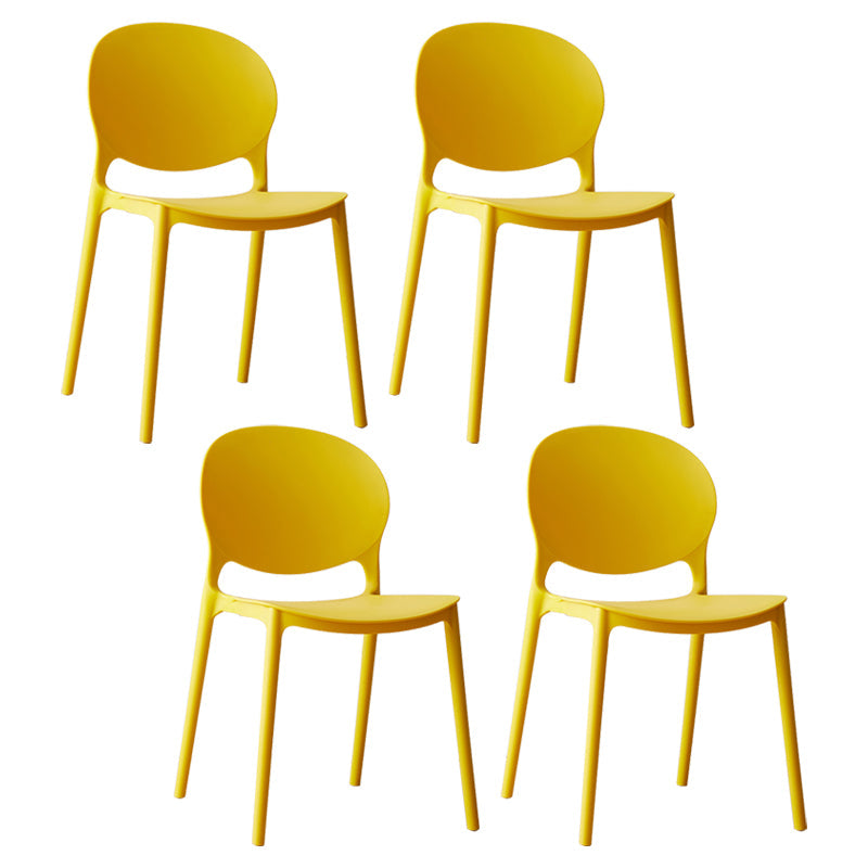 Scandinavian Plastic Dining Chair Open Back Side Chair with 4 Legs for Home Use Yellow Plastic & Acrylic 4 Piece Set Clearhalo ' kitchen&dining_furn' 'Dining Chairs' 'Dining Tables & Seating' 'dining_chair' 'furn' 'furn_dining_chair' 'Furniture' 'furniture_dining_chair' 'Kitchen & Dining Furniture' 'kitchen' 3836556