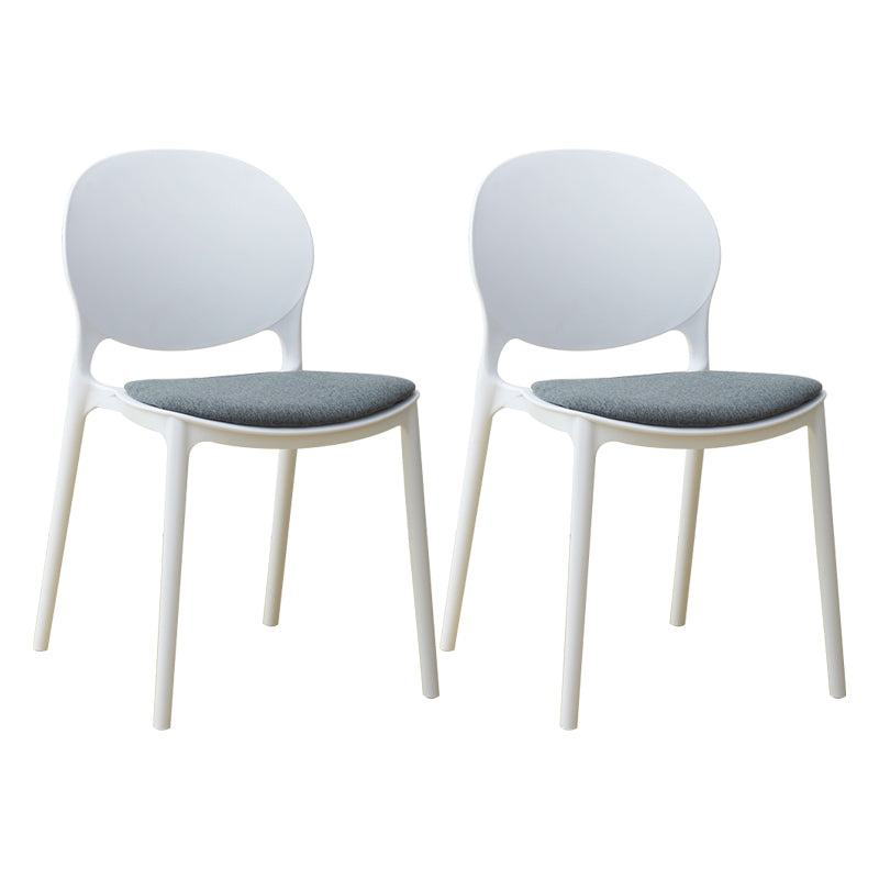 Scandinavian Plastic Dining Chair Open Back Side Chair with 4 Legs for Home Use White Fabric 2 Piece Set Clearhalo ' kitchen&dining_furn' 'Dining Chairs' 'Dining Tables & Seating' 'dining_chair' 'furn' 'furn_dining_chair' 'Furniture' 'furniture_dining_chair' 'Kitchen & Dining Furniture' 'kitchen' 3836558