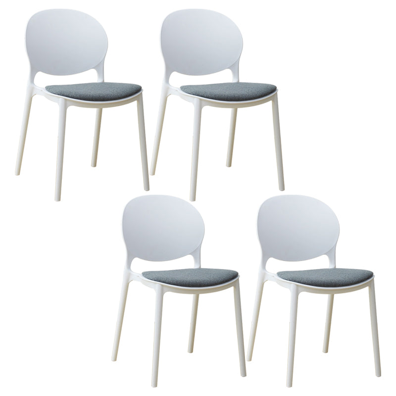 Scandinavian Plastic Dining Chair Open Back Side Chair with 4 Legs for Home Use White Fabric 4 Piece Set Clearhalo ' kitchen&dining_furn' 'Dining Chairs' 'Dining Tables & Seating' 'dining_chair' 'furn' 'furn_dining_chair' 'Furniture' 'furniture_dining_chair' 'Kitchen & Dining Furniture' 'kitchen' 3836559