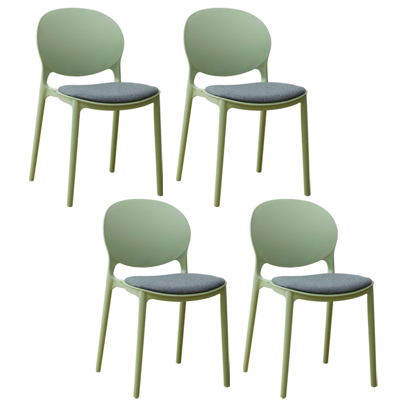 Scandinavian Plastic Dining Chair Open Back Side Chair with 4 Legs for Home Use Light Green Fabric 4 Piece Set Clearhalo ' kitchen&dining_furn' 'Dining Chairs' 'Dining Tables & Seating' 'dining_chair' 'furn' 'furn_dining_chair' 'Furniture' 'furniture_dining_chair' 'Kitchen & Dining Furniture' 'kitchen' 3836565