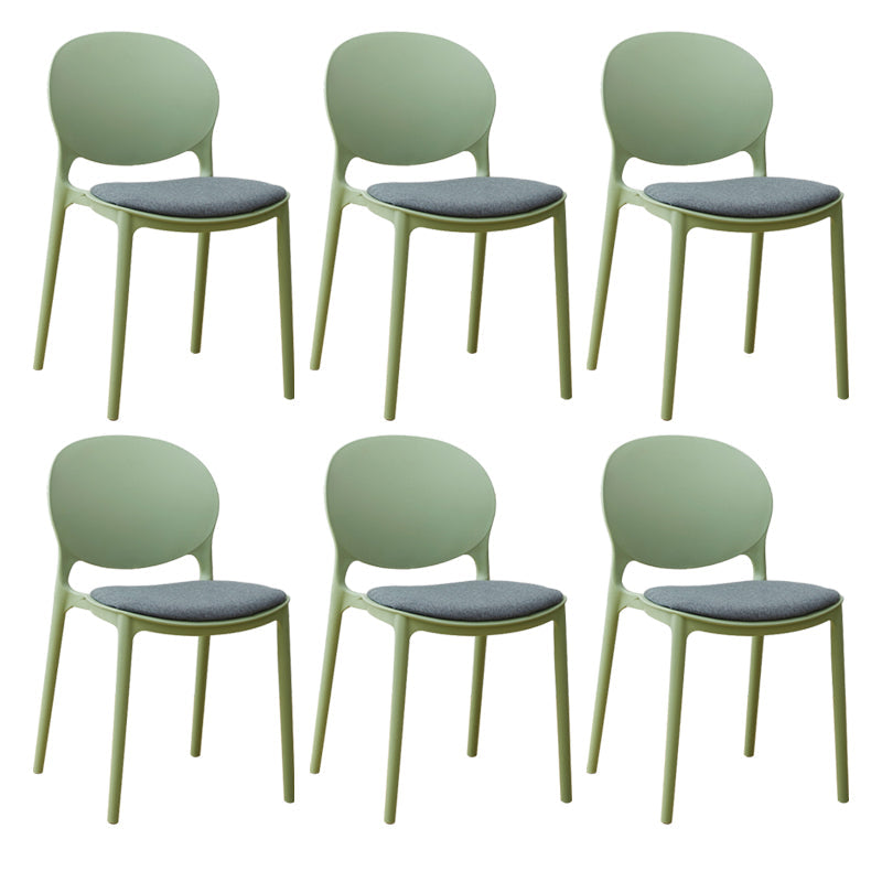 Scandinavian Plastic Dining Chair Open Back Side Chair with 4 Legs for Home Use Light Green Fabric 6 Piece Set Clearhalo ' kitchen&dining_furn' 'Dining Chairs' 'Dining Tables & Seating' 'dining_chair' 'furn' 'furn_dining_chair' 'Furniture' 'furniture_dining_chair' 'Kitchen & Dining Furniture' 'kitchen' 3836566