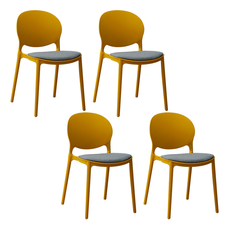 Scandinavian Plastic Dining Chair Open Back Side Chair with 4 Legs for Home Use Ginger Fabric 4 Piece Set Clearhalo ' kitchen&dining_furn' 'Dining Chairs' 'Dining Tables & Seating' 'dining_chair' 'furn' 'furn_dining_chair' 'Furniture' 'furniture_dining_chair' 'Kitchen & Dining Furniture' 'kitchen' 3836568