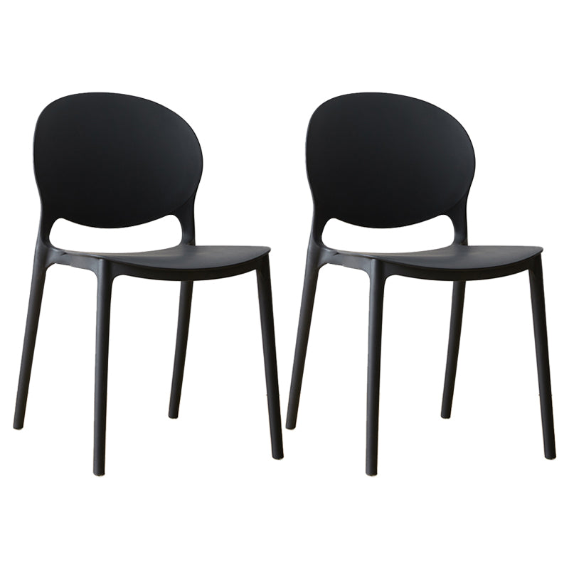 Scandinavian Plastic Dining Chair Open Back Side Chair with 4 Legs for Home Use Black Plastic & Acrylic 2 Piece Set Clearhalo ' kitchen&dining_furn' 'Dining Chairs' 'Dining Tables & Seating' 'dining_chair' 'furn' 'furn_dining_chair' 'Furniture' 'furniture_dining_chair' 'Kitchen & Dining Furniture' 'kitchen' 3836573