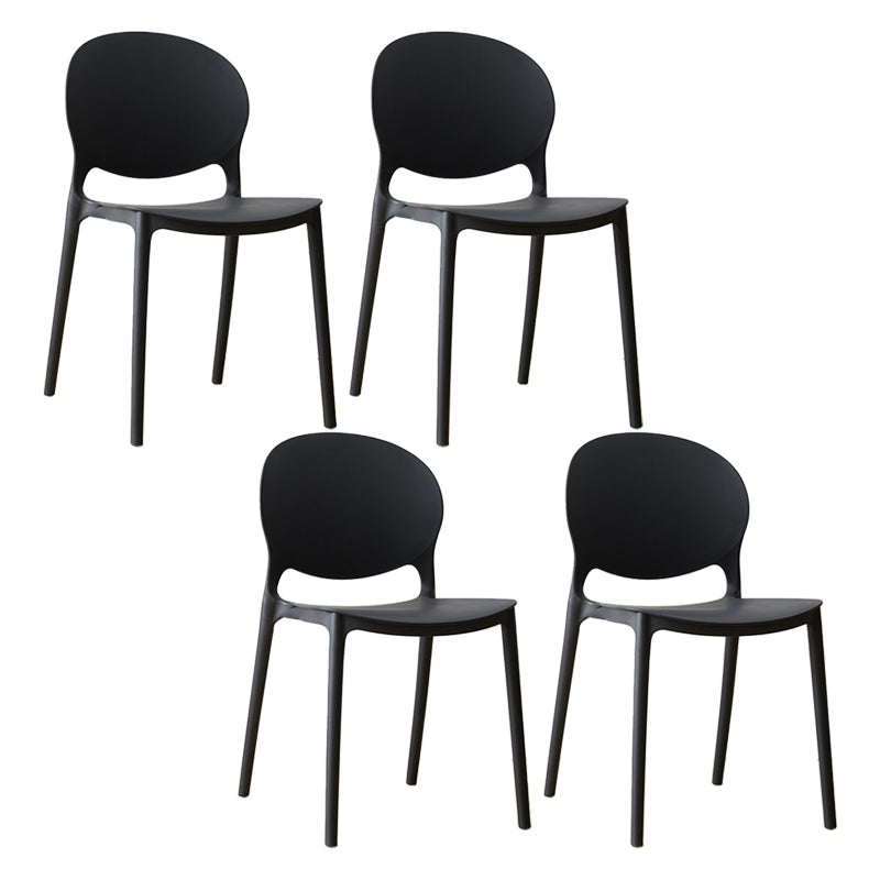 Scandinavian Plastic Dining Chair Open Back Side Chair with 4 Legs for Home Use Black Plastic & Acrylic 4 Piece Set Clearhalo ' kitchen&dining_furn' 'Dining Chairs' 'Dining Tables & Seating' 'dining_chair' 'furn' 'furn_dining_chair' 'Furniture' 'furniture_dining_chair' 'Kitchen & Dining Furniture' 'kitchen' 3836574