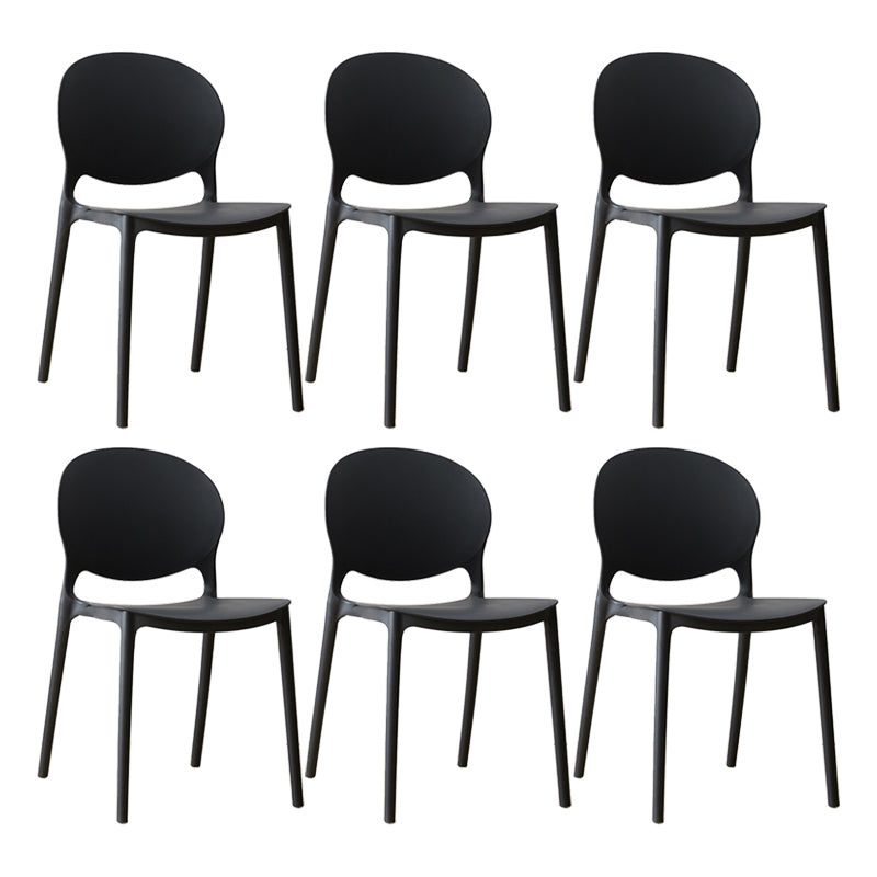 Scandinavian Plastic Dining Chair Open Back Side Chair with 4 Legs for Home Use Black Plastic & Acrylic 6 Piece Set Clearhalo ' kitchen&dining_furn' 'Dining Chairs' 'Dining Tables & Seating' 'dining_chair' 'furn' 'furn_dining_chair' 'Furniture' 'furniture_dining_chair' 'Kitchen & Dining Furniture' 'kitchen' 3836575