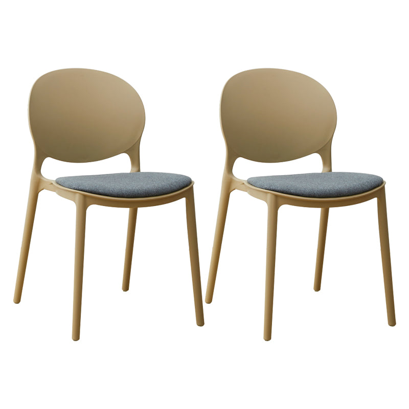 Scandinavian Plastic Dining Chair Open Back Side Chair with 4 Legs for Home Use Camel Fabric 2 Piece Set Clearhalo ' kitchen&dining_furn' 'Dining Chairs' 'Dining Tables & Seating' 'dining_chair' 'furn' 'furn_dining_chair' 'Furniture' 'furniture_dining_chair' 'Kitchen & Dining Furniture' 'kitchen' 3836576