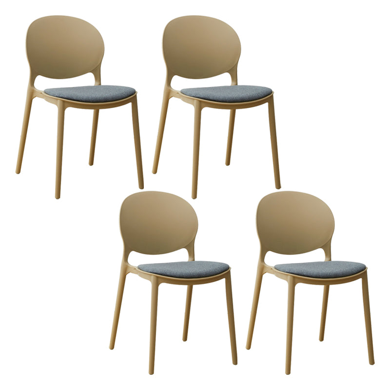 Scandinavian Plastic Dining Chair Open Back Side Chair with 4 Legs for Home Use Camel Fabric 4 Piece Set Clearhalo ' kitchen&dining_furn' 'Dining Chairs' 'Dining Tables & Seating' 'dining_chair' 'furn' 'furn_dining_chair' 'Furniture' 'furniture_dining_chair' 'Kitchen & Dining Furniture' 'kitchen' 3836577