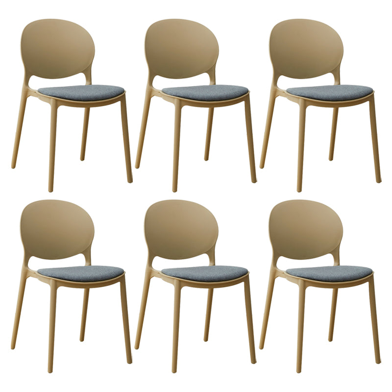 Scandinavian Plastic Dining Chair Open Back Side Chair with 4 Legs for Home Use Camel Fabric 6 Piece Set Clearhalo ' kitchen&dining_furn' 'Dining Chairs' 'Dining Tables & Seating' 'dining_chair' 'furn' 'furn_dining_chair' 'Furniture' 'furniture_dining_chair' 'Kitchen & Dining Furniture' 'kitchen' 3836578