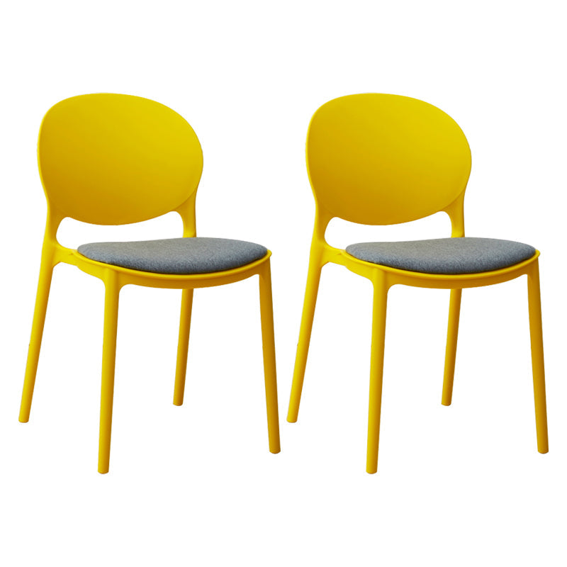 Scandinavian Plastic Dining Chair Open Back Side Chair with 4 Legs for Home Use Yellow Fabric 2 Piece Set Clearhalo ' kitchen&dining_furn' 'Dining Chairs' 'Dining Tables & Seating' 'dining_chair' 'furn' 'furn_dining_chair' 'Furniture' 'furniture_dining_chair' 'Kitchen & Dining Furniture' 'kitchen' 3836582