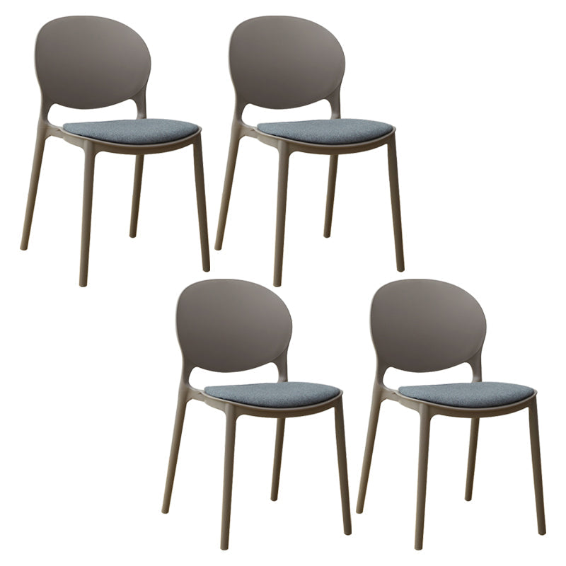 Scandinavian Plastic Dining Chair Open Back Side Chair with 4 Legs for Home Use Grey Fabric 4 Piece Set Clearhalo ' kitchen&dining_furn' 'Dining Chairs' 'Dining Tables & Seating' 'dining_chair' 'furn' 'furn_dining_chair' 'Furniture' 'furniture_dining_chair' 'Kitchen & Dining Furniture' 'kitchen' 3836586