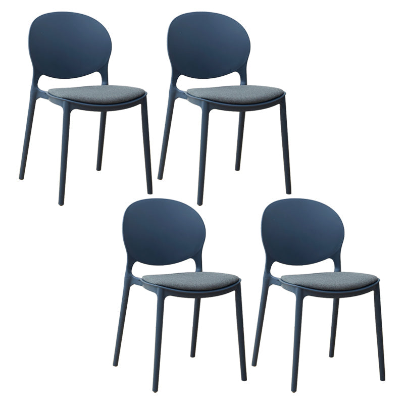 Scandinavian Plastic Dining Chair Open Back Side Chair with 4 Legs for Home Use Gray Blue Fabric 4 Piece Set Clearhalo ' kitchen&dining_furn' 'Dining Chairs' 'Dining Tables & Seating' 'dining_chair' 'furn' 'furn_dining_chair' 'Furniture' 'furniture_dining_chair' 'Kitchen & Dining Furniture' 'kitchen' 3836589
