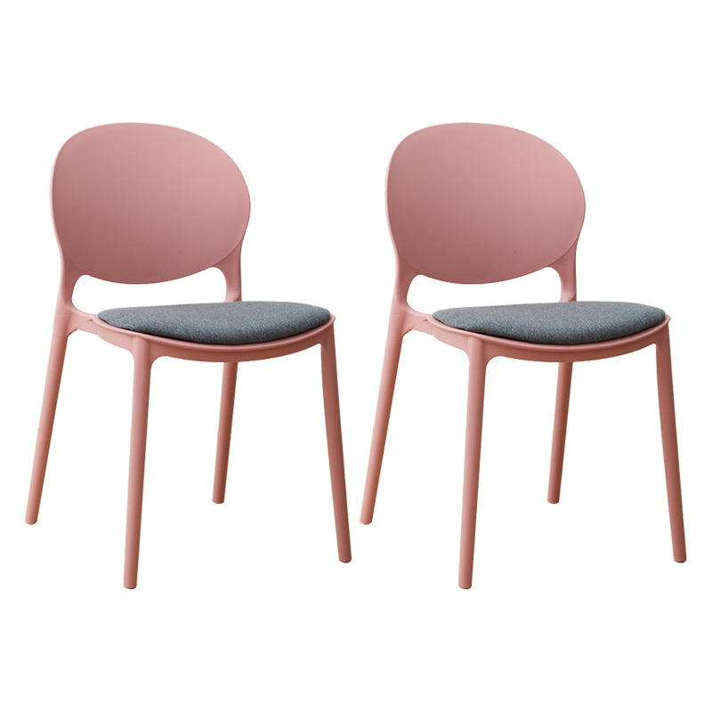 Scandinavian Plastic Dining Chair Open Back Side Chair with 4 Legs for Home Use Pink Fabric 2 Piece Set Clearhalo ' kitchen&dining_furn' 'Dining Chairs' 'Dining Tables & Seating' 'dining_chair' 'furn' 'furn_dining_chair' 'Furniture' 'furniture_dining_chair' 'Kitchen & Dining Furniture' 'kitchen' 3836591