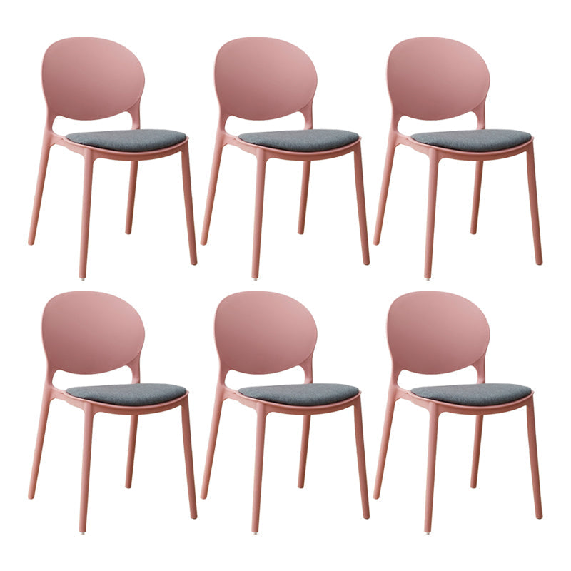 Scandinavian Plastic Dining Chair Open Back Side Chair with 4 Legs for Home Use Pink Fabric 6 Piece Set Clearhalo ' kitchen&dining_furn' 'Dining Chairs' 'Dining Tables & Seating' 'dining_chair' 'furn' 'furn_dining_chair' 'Furniture' 'furniture_dining_chair' 'Kitchen & Dining Furniture' 'kitchen' 3836593