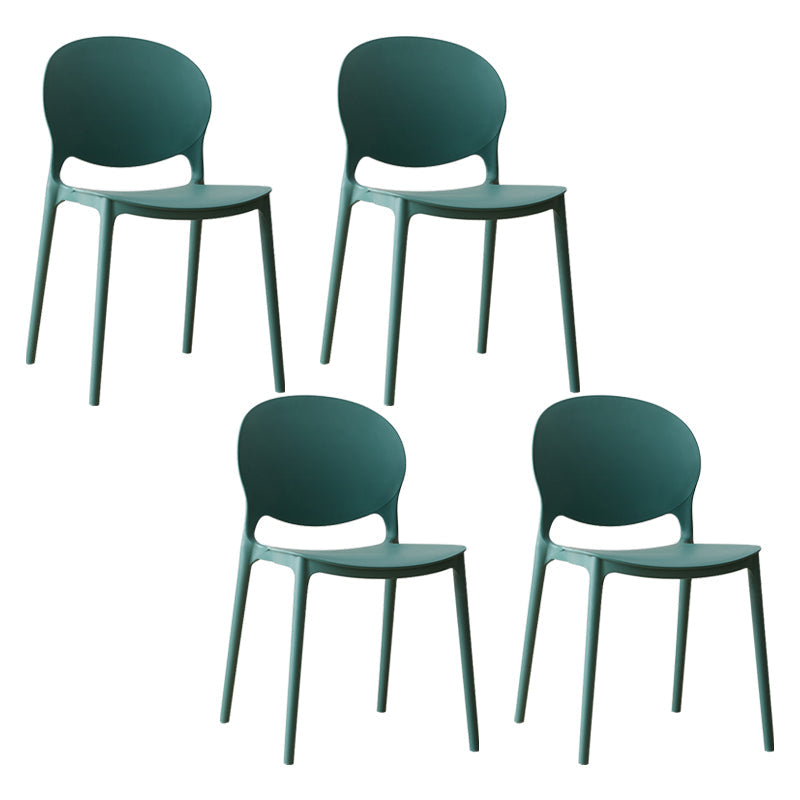Scandinavian Plastic Dining Chair Open Back Side Chair with 4 Legs for Home Use Blackish Green Plastic & Acrylic 4 Piece Set Clearhalo ' kitchen&dining_furn' 'Dining Chairs' 'Dining Tables & Seating' 'dining_chair' 'furn' 'furn_dining_chair' 'Furniture' 'furniture_dining_chair' 'Kitchen & Dining Furniture' 'kitchen' 3836598