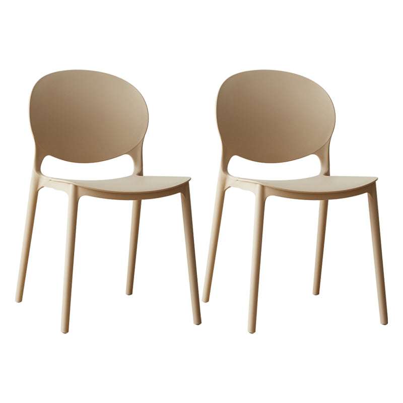 Scandinavian Plastic Dining Chair Open Back Side Chair with 4 Legs for Home Use Camel Plastic & Acrylic 2 Piece Set Clearhalo ' kitchen&dining_furn' 'Dining Chairs' 'Dining Tables & Seating' 'dining_chair' 'furn' 'furn_dining_chair' 'Furniture' 'furniture_dining_chair' 'Kitchen & Dining Furniture' 'kitchen' 3836600
