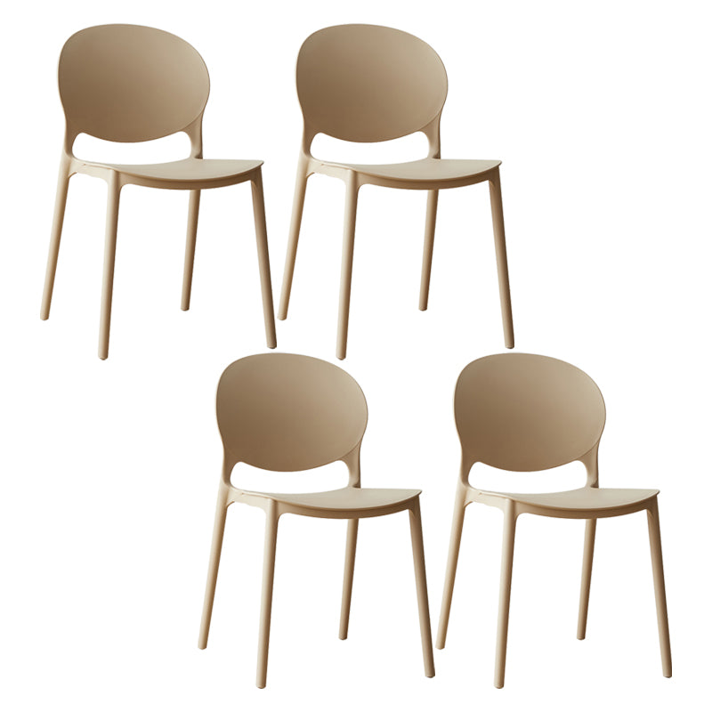 Scandinavian Plastic Dining Chair Open Back Side Chair with 4 Legs for Home Use Camel Plastic & Acrylic 4 Piece Set Clearhalo ' kitchen&dining_furn' 'Dining Chairs' 'Dining Tables & Seating' 'dining_chair' 'furn' 'furn_dining_chair' 'Furniture' 'furniture_dining_chair' 'Kitchen & Dining Furniture' 'kitchen' 3836601