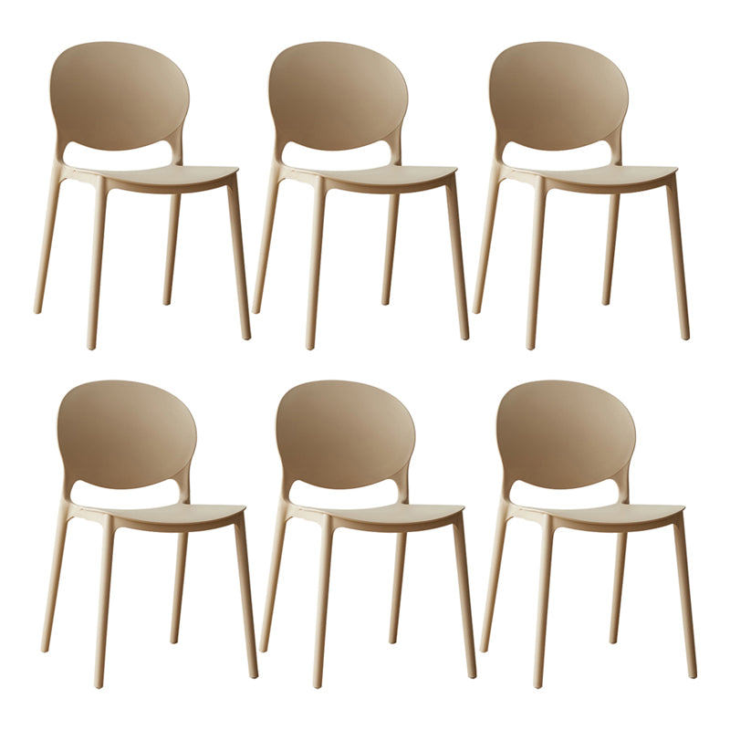 Scandinavian Plastic Dining Chair Open Back Side Chair with 4 Legs for Home Use Camel Plastic & Acrylic 6 Piece Set Clearhalo ' kitchen&dining_furn' 'Dining Chairs' 'Dining Tables & Seating' 'dining_chair' 'furn' 'furn_dining_chair' 'Furniture' 'furniture_dining_chair' 'Kitchen & Dining Furniture' 'kitchen' 3836602