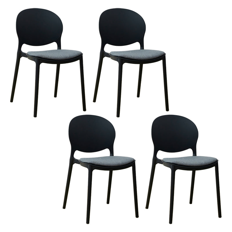 Scandinavian Plastic Dining Chair Open Back Side Chair with 4 Legs for Home Use Black Fabric 4 Piece Set Clearhalo ' kitchen&dining_furn' 'Dining Chairs' 'Dining Tables & Seating' 'dining_chair' 'furn' 'furn_dining_chair' 'Furniture' 'furniture_dining_chair' 'Kitchen & Dining Furniture' 'kitchen' 3836604