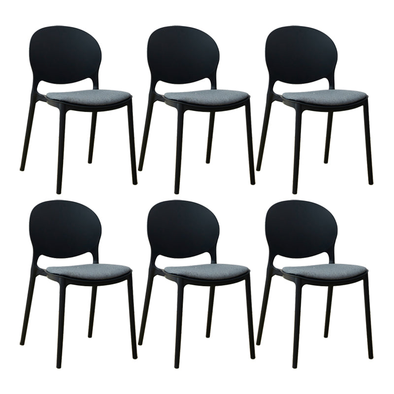 Scandinavian Plastic Dining Chair Open Back Side Chair with 4 Legs for Home Use Black Fabric 6 Piece Set Clearhalo ' kitchen&dining_furn' 'Dining Chairs' 'Dining Tables & Seating' 'dining_chair' 'furn' 'furn_dining_chair' 'Furniture' 'furniture_dining_chair' 'Kitchen & Dining Furniture' 'kitchen' 3836605