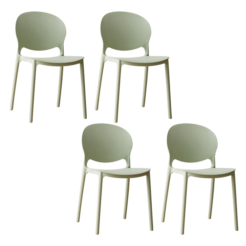 Scandinavian Plastic Dining Chair Open Back Side Chair with 4 Legs for Home Use Light Green Plastic & Acrylic 4 Piece Set Clearhalo ' kitchen&dining_furn' 'Dining Chairs' 'Dining Tables & Seating' 'dining_chair' 'furn' 'furn_dining_chair' 'Furniture' 'furniture_dining_chair' 'Kitchen & Dining Furniture' 'kitchen' 3836607