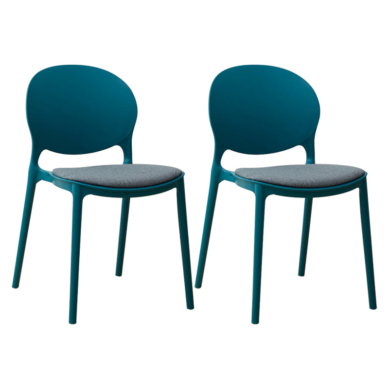 Scandinavian Plastic Dining Chair Open Back Side Chair with 4 Legs for Home Use Blue Fabric 2 Piece Set Clearhalo ' kitchen&dining_furn' 'Dining Chairs' 'Dining Tables & Seating' 'dining_chair' 'furn' 'furn_dining_chair' 'Furniture' 'furniture_dining_chair' 'Kitchen & Dining Furniture' 'kitchen' 3836609