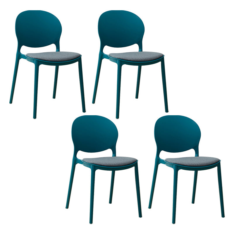 Scandinavian Plastic Dining Chair Open Back Side Chair with 4 Legs for Home Use Blue Fabric 4 Piece Set Clearhalo ' kitchen&dining_furn' 'Dining Chairs' 'Dining Tables & Seating' 'dining_chair' 'furn' 'furn_dining_chair' 'Furniture' 'furniture_dining_chair' 'Kitchen & Dining Furniture' 'kitchen' 3836610