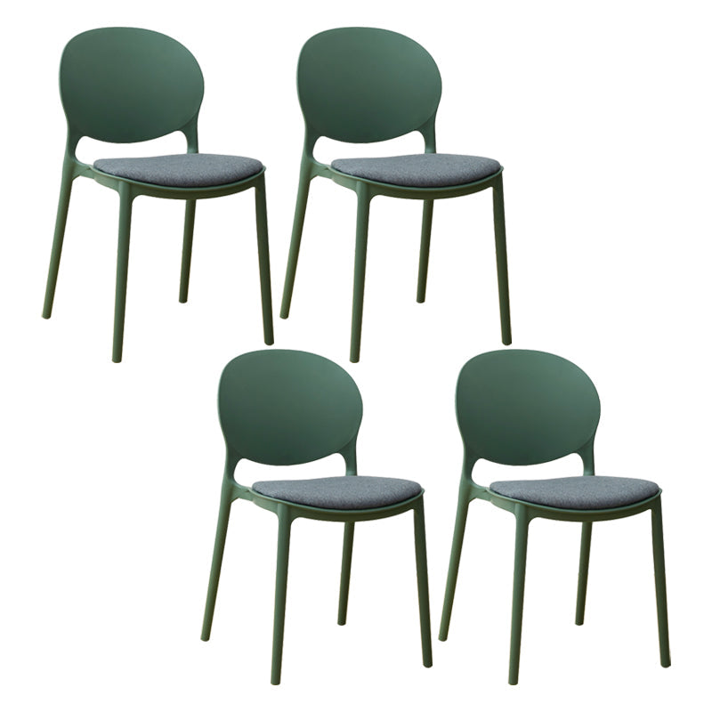 Scandinavian Plastic Dining Chair Open Back Side Chair with 4 Legs for Home Use Green Fabric 4 Piece Set Clearhalo ' kitchen&dining_furn' 'Dining Chairs' 'Dining Tables & Seating' 'dining_chair' 'furn' 'furn_dining_chair' 'Furniture' 'furniture_dining_chair' 'Kitchen & Dining Furniture' 'kitchen' 3836622