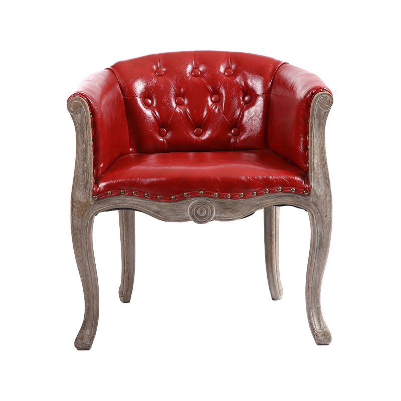 Upholstered Dining Arm Chair Tufted Dining Armchairs with Rubberwood Legs Red 1 Piece Clearhalo ' kitchen&dining_furn' 'Dining Chairs' 'Dining Tables & Seating' 'dining_chair' 'furn' 'furn_dining_chair' 'Furniture' 'furniture_dining_chair' 'Kitchen & Dining Furniture' 'kitchen' 3836643
