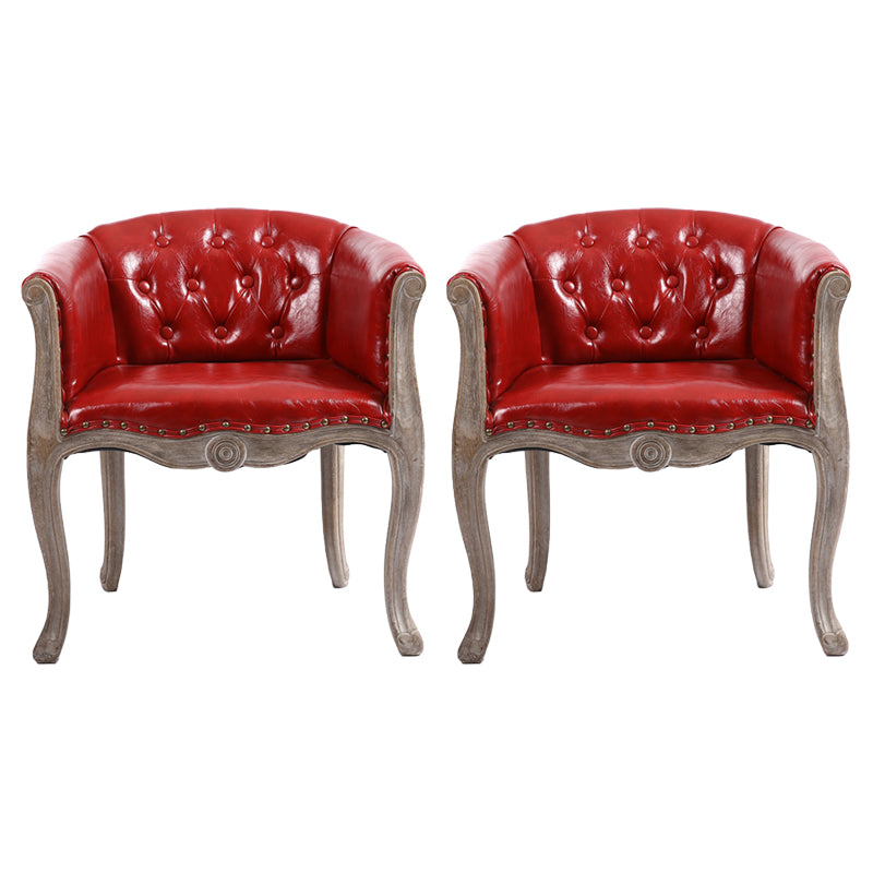 Upholstered Dining Arm Chair Tufted Dining Armchairs with Rubberwood Legs Red 2 Piece Set Clearhalo ' kitchen&dining_furn' 'Dining Chairs' 'Dining Tables & Seating' 'dining_chair' 'furn' 'furn_dining_chair' 'Furniture' 'furniture_dining_chair' 'Kitchen & Dining Furniture' 'kitchen' 3836645