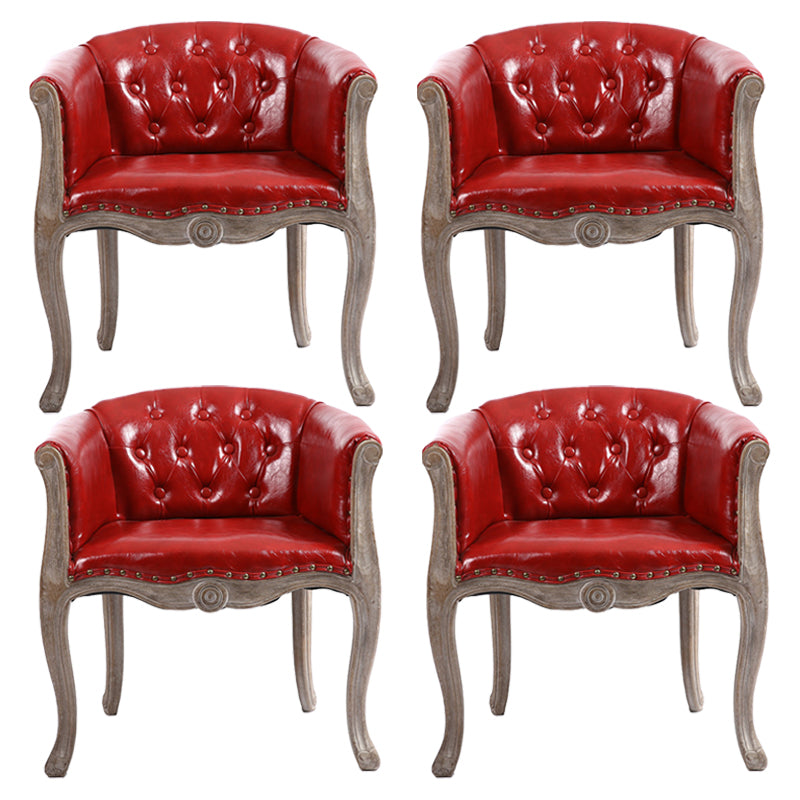 Upholstered Dining Arm Chair Tufted Dining Armchairs with Rubberwood Legs Red 4 Piece Set Clearhalo ' kitchen&dining_furn' 'Dining Chairs' 'Dining Tables & Seating' 'dining_chair' 'furn' 'furn_dining_chair' 'Furniture' 'furniture_dining_chair' 'Kitchen & Dining Furniture' 'kitchen' 3836647