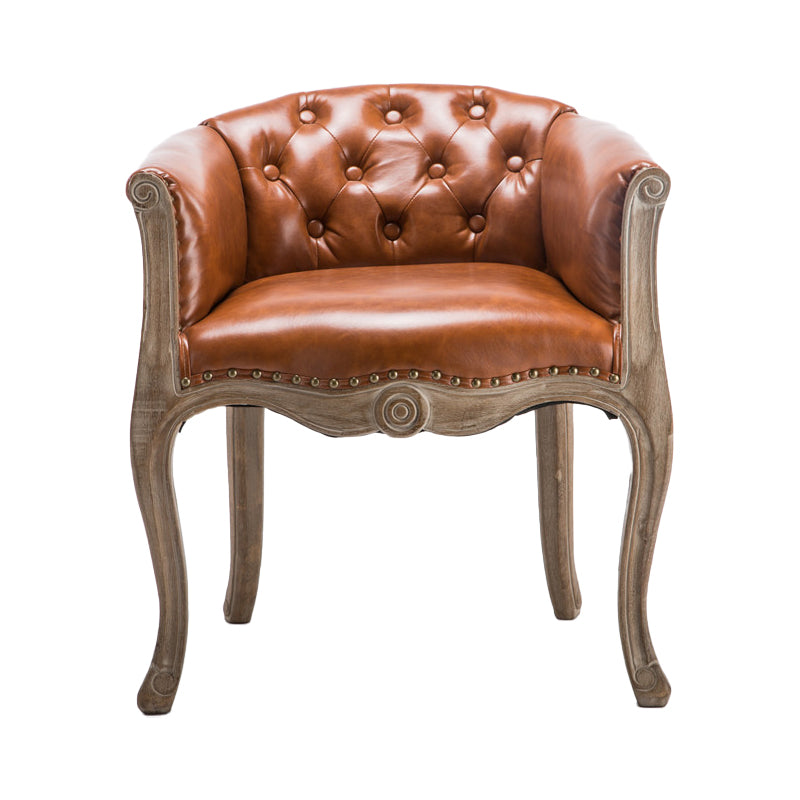 Upholstered Dining Arm Chair Tufted Dining Armchairs with Rubberwood Legs Orange 1 Piece Clearhalo ' kitchen&dining_furn' 'Dining Chairs' 'Dining Tables & Seating' 'dining_chair' 'furn' 'furn_dining_chair' 'Furniture' 'furniture_dining_chair' 'Kitchen & Dining Furniture' 'kitchen' 3836648