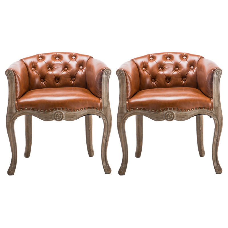 Upholstered Dining Arm Chair Tufted Dining Armchairs with Rubberwood Legs Orange 2 Piece Set Clearhalo ' kitchen&dining_furn' 'Dining Chairs' 'Dining Tables & Seating' 'dining_chair' 'furn' 'furn_dining_chair' 'Furniture' 'furniture_dining_chair' 'Kitchen & Dining Furniture' 'kitchen' 3836651