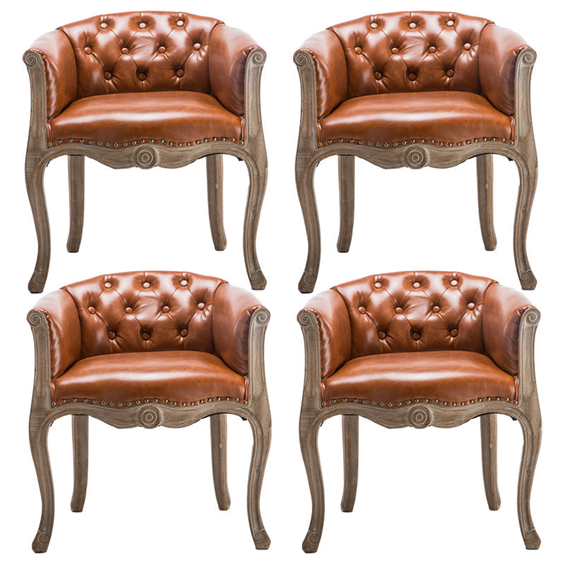 Upholstered Dining Arm Chair Tufted Dining Armchairs with Rubberwood Legs Orange 4 Piece Set Clearhalo ' kitchen&dining_furn' 'Dining Chairs' 'Dining Tables & Seating' 'dining_chair' 'furn' 'furn_dining_chair' 'Furniture' 'furniture_dining_chair' 'Kitchen & Dining Furniture' 'kitchen' 3836652
