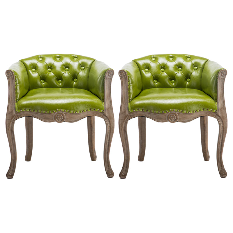 Upholstered Dining Arm Chair Tufted Dining Armchairs with Rubberwood Legs Green 2 Piece Set Clearhalo ' kitchen&dining_furn' 'Dining Chairs' 'Dining Tables & Seating' 'dining_chair' 'furn' 'furn_dining_chair' 'Furniture' 'furniture_dining_chair' 'Kitchen & Dining Furniture' 'kitchen' 3836657