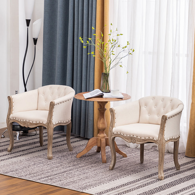 Upholstered Dining Arm Chair Tufted Dining Armchairs with Rubberwood Legs Clearhalo ' kitchen&dining_furn' 'Dining Chairs' 'Dining Tables & Seating' 'dining_chair' 'furn' 'furn_dining_chair' 'Furniture' 'furniture_dining_chair' 'Kitchen & Dining Furniture' 'kitchen' 3836664