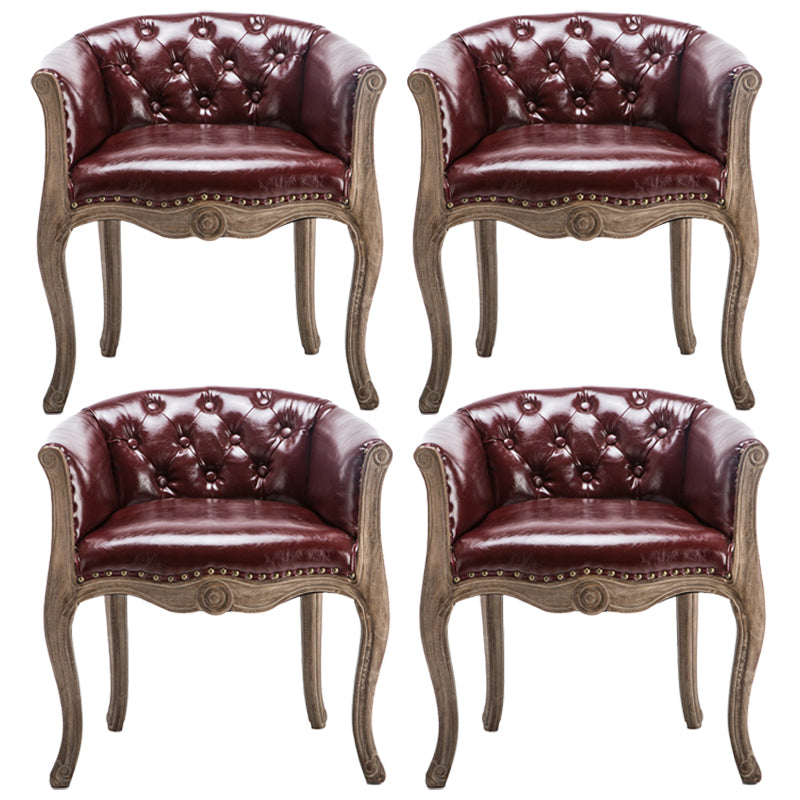 Upholstered Dining Arm Chair Tufted Dining Armchairs with Rubberwood Legs Burgundy 4 Piece Set Clearhalo ' kitchen&dining_furn' 'Dining Chairs' 'Dining Tables & Seating' 'dining_chair' 'furn' 'furn_dining_chair' 'Furniture' 'furniture_dining_chair' 'Kitchen & Dining Furniture' 'kitchen' 3836665