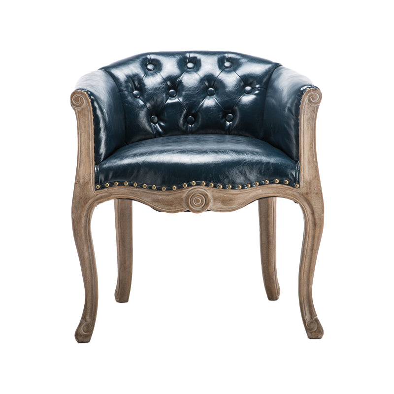 Upholstered Dining Arm Chair Tufted Dining Armchairs with Rubberwood Legs Dark Blue 1 Piece Clearhalo ' kitchen&dining_furn' 'Dining Chairs' 'Dining Tables & Seating' 'dining_chair' 'furn' 'furn_dining_chair' 'Furniture' 'furniture_dining_chair' 'Kitchen & Dining Furniture' 'kitchen' 3836666