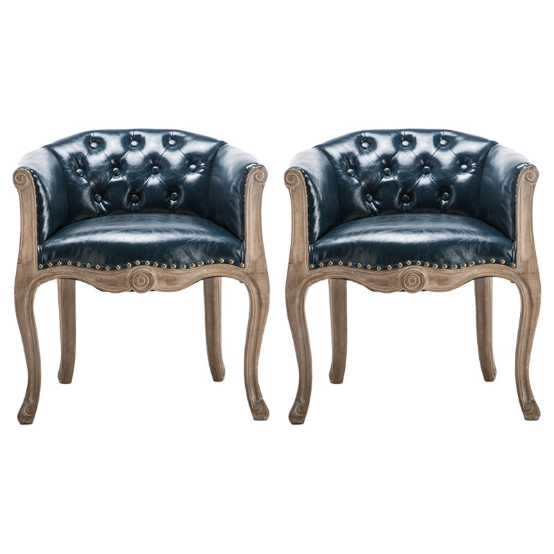 Upholstered Dining Arm Chair Tufted Dining Armchairs with Rubberwood Legs Dark Blue 2 Piece Set Clearhalo ' kitchen&dining_furn' 'Dining Chairs' 'Dining Tables & Seating' 'dining_chair' 'furn' 'furn_dining_chair' 'Furniture' 'furniture_dining_chair' 'Kitchen & Dining Furniture' 'kitchen' 3836668
