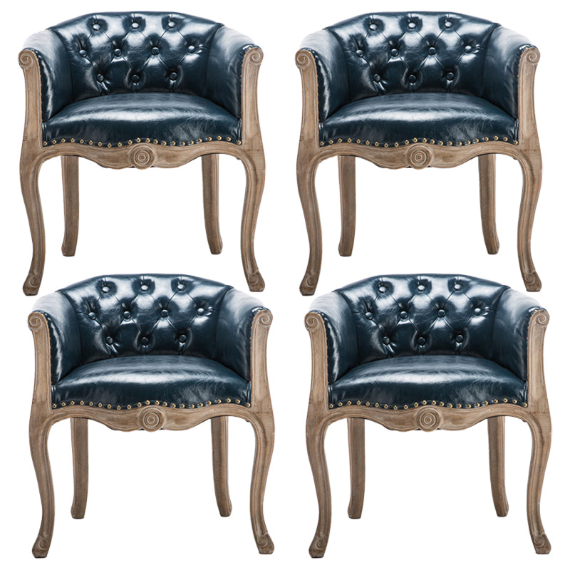 Upholstered Dining Arm Chair Tufted Dining Armchairs with Rubberwood Legs Dark Blue 4 Piece Set Clearhalo ' kitchen&dining_furn' 'Dining Chairs' 'Dining Tables & Seating' 'dining_chair' 'furn' 'furn_dining_chair' 'Furniture' 'furniture_dining_chair' 'Kitchen & Dining Furniture' 'kitchen' 3836670