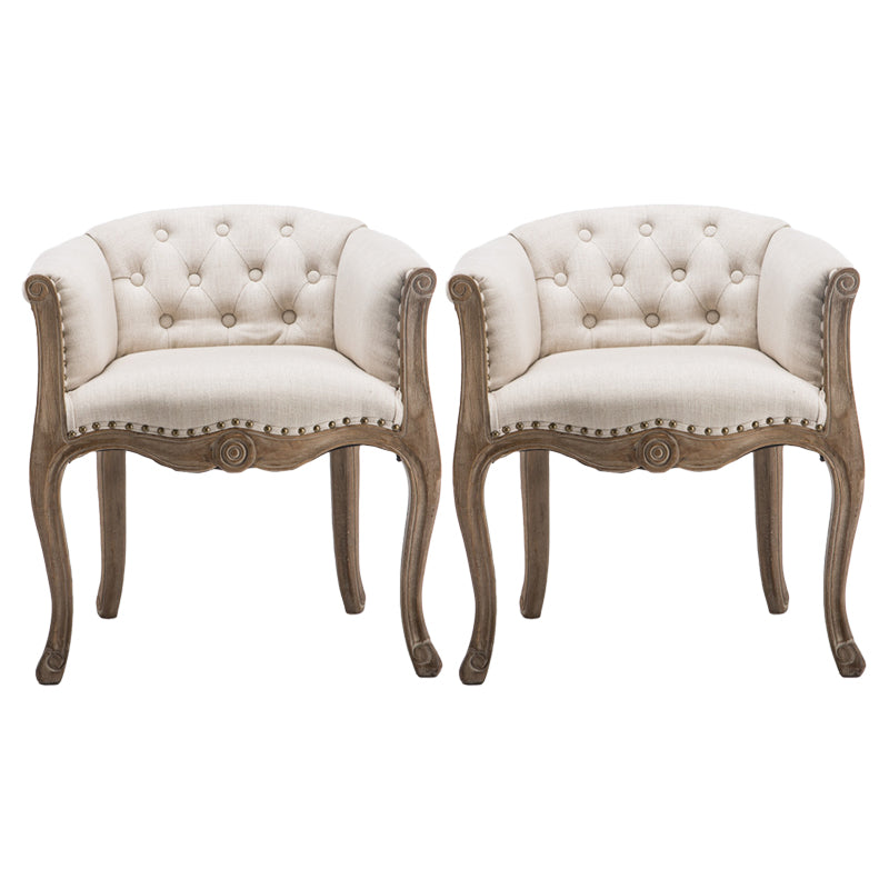 Upholstered Dining Arm Chair Tufted Dining Armchairs with Rubberwood Legs Off-White 2 Piece Set Clearhalo ' kitchen&dining_furn' 'Dining Chairs' 'Dining Tables & Seating' 'dining_chair' 'furn' 'furn_dining_chair' 'Furniture' 'furniture_dining_chair' 'Kitchen & Dining Furniture' 'kitchen' 3836671