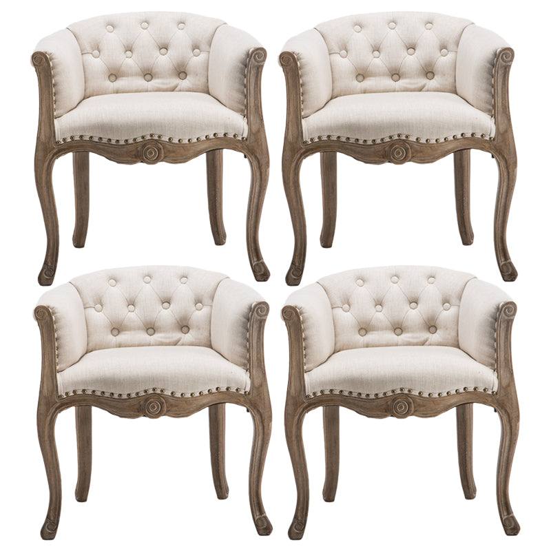 Upholstered Dining Arm Chair Tufted Dining Armchairs with Rubberwood Legs Off-White 4 Piece Set Clearhalo ' kitchen&dining_furn' 'Dining Chairs' 'Dining Tables & Seating' 'dining_chair' 'furn' 'furn_dining_chair' 'Furniture' 'furniture_dining_chair' 'Kitchen & Dining Furniture' 'kitchen' 3836672