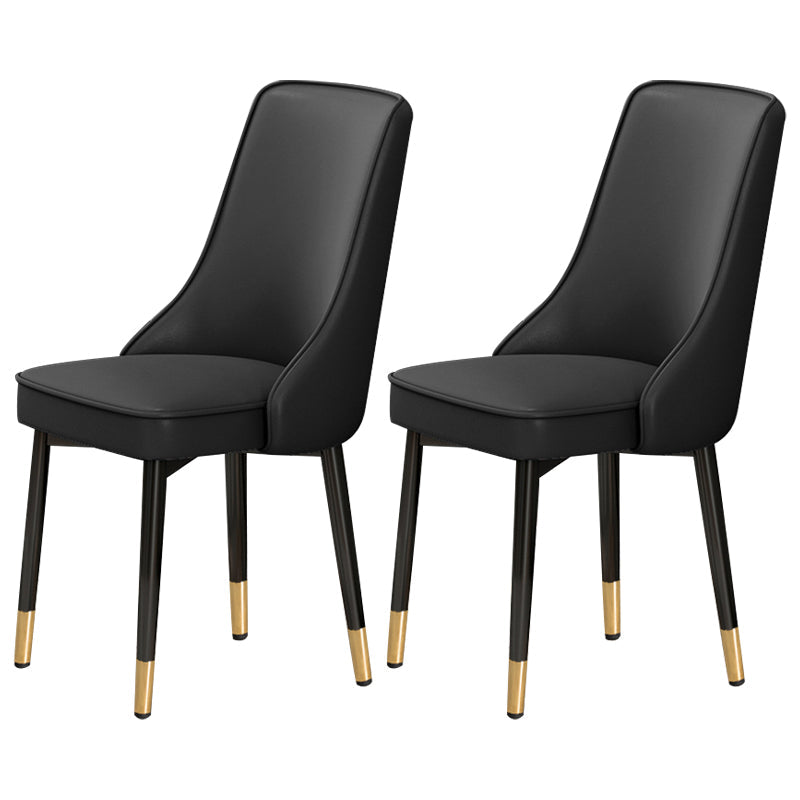 Scandinavian Style Metal Dining Chairs Dining Room Parsons Armless Chair Black 2 Piece Set Brass Gold Clearhalo ' kitchen&dining_furn' 'Dining Chairs' 'Dining Tables & Seating' 'dining_chair' 'furn' 'furn_dining_chair' 'Furniture' 'furniture_dining_chair' 'Kitchen & Dining Furniture' 'kitchen' 3836680