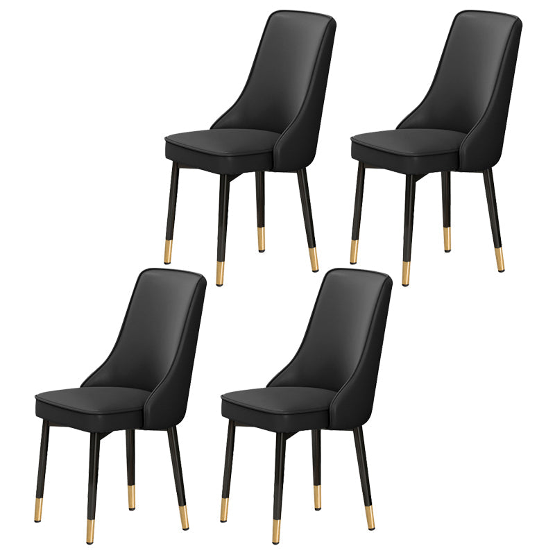 Scandinavian Style Metal Dining Chairs Dining Room Parsons Armless Chair Black 4 Piece Set Brass Gold Clearhalo ' kitchen&dining_furn' 'Dining Chairs' 'Dining Tables & Seating' 'dining_chair' 'furn' 'furn_dining_chair' 'Furniture' 'furniture_dining_chair' 'Kitchen & Dining Furniture' 'kitchen' 3836682